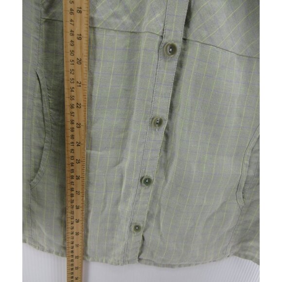 Flax Top Small Linen Tunic Shirt Lagenlook Cottagecore Button Down - Picture 4 of 9